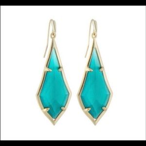 Kendra Scott Olivia Earrings Brass and Emerald Glass
